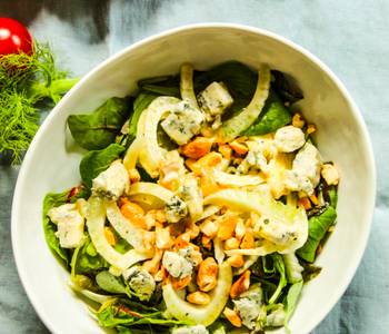 Best Recipe Fennel Lettuce Cashew Salad with Lemon Honey Dressing Delicious