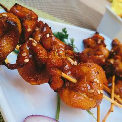 A picture of Spicy Honeyglazed Chicken Skewers #charityrecipe#4weekschallenge.