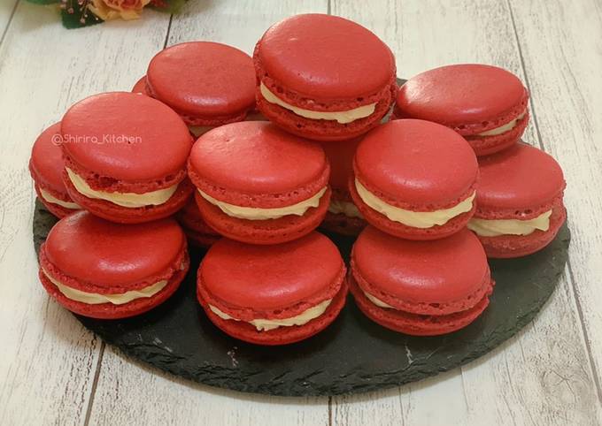 Red Velvet Macaron (dengan tips mengeringkan di oven)