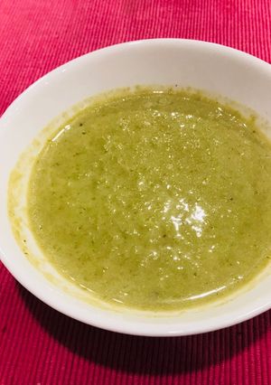 Una foto de Crema de puerros y champiñones