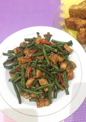 Foto resep Menu sahur Oseng kacang panjang tempe #bikinramadanberkesan