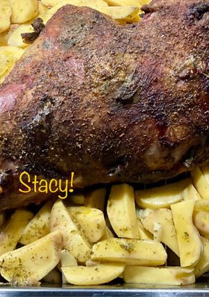 A picture of Mediterranean-Style Roasted Leg of Lamb.