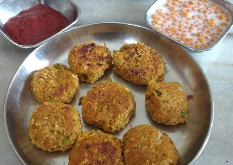 Leftover rice and chapatis tikki