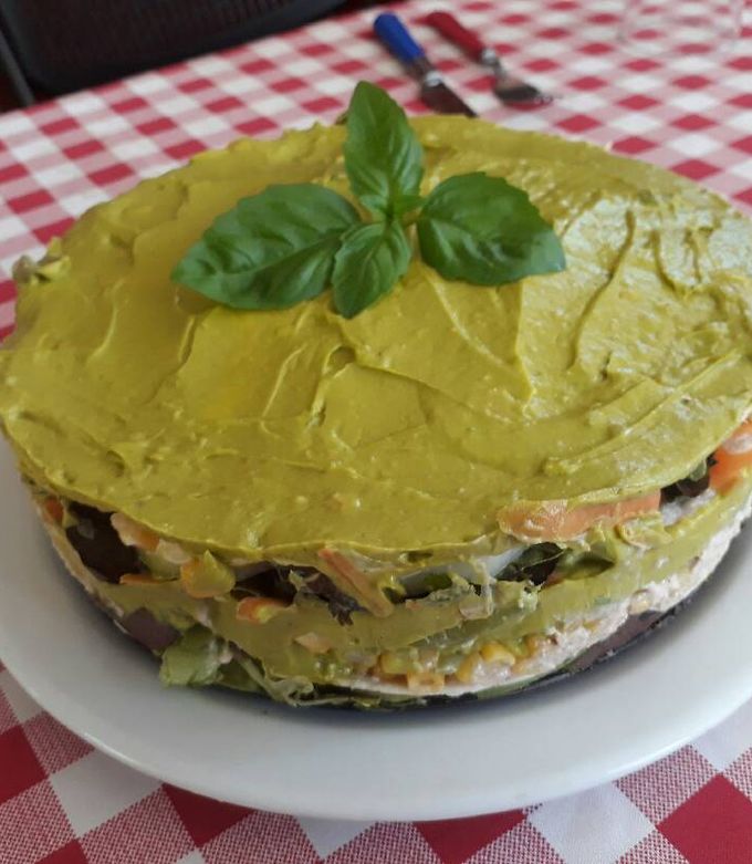 Una foto de Torta de verdura con tortillas