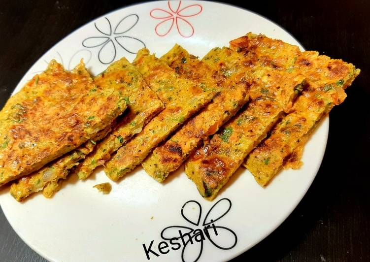 Easiest Way to Make Tasty Besan-Egg Healthy Omelette with Mixed Vegetables
