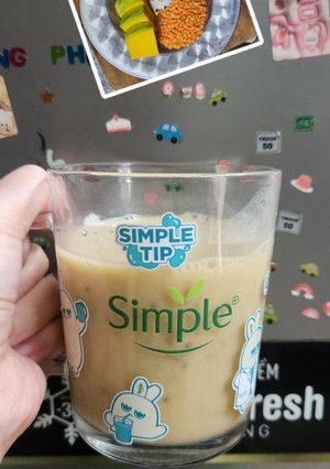 Hình của món Sữa đậu lăng + bí đỏ + hạt điều 🧆🧆🥜🥭.