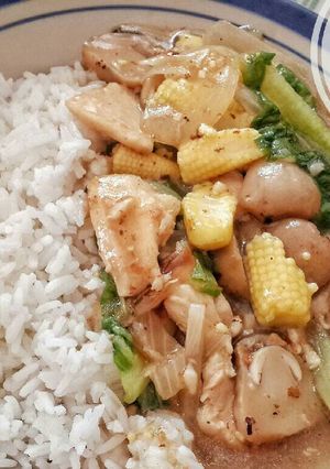 Foto resep Nasi Ayam Cah Jamur