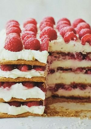 A picture of Raspberry and White Chocolate Icebox Cake.