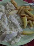 Pollo al queso con patatas.Fácil y rápido
