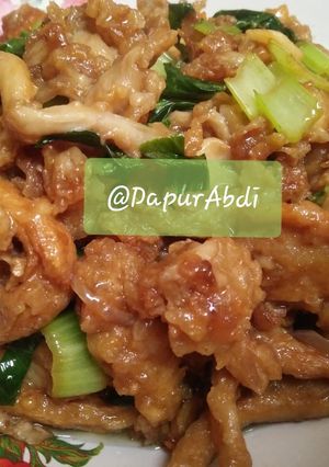 Foto resep Jamur tepung pakcoy siram saus teriyaki
