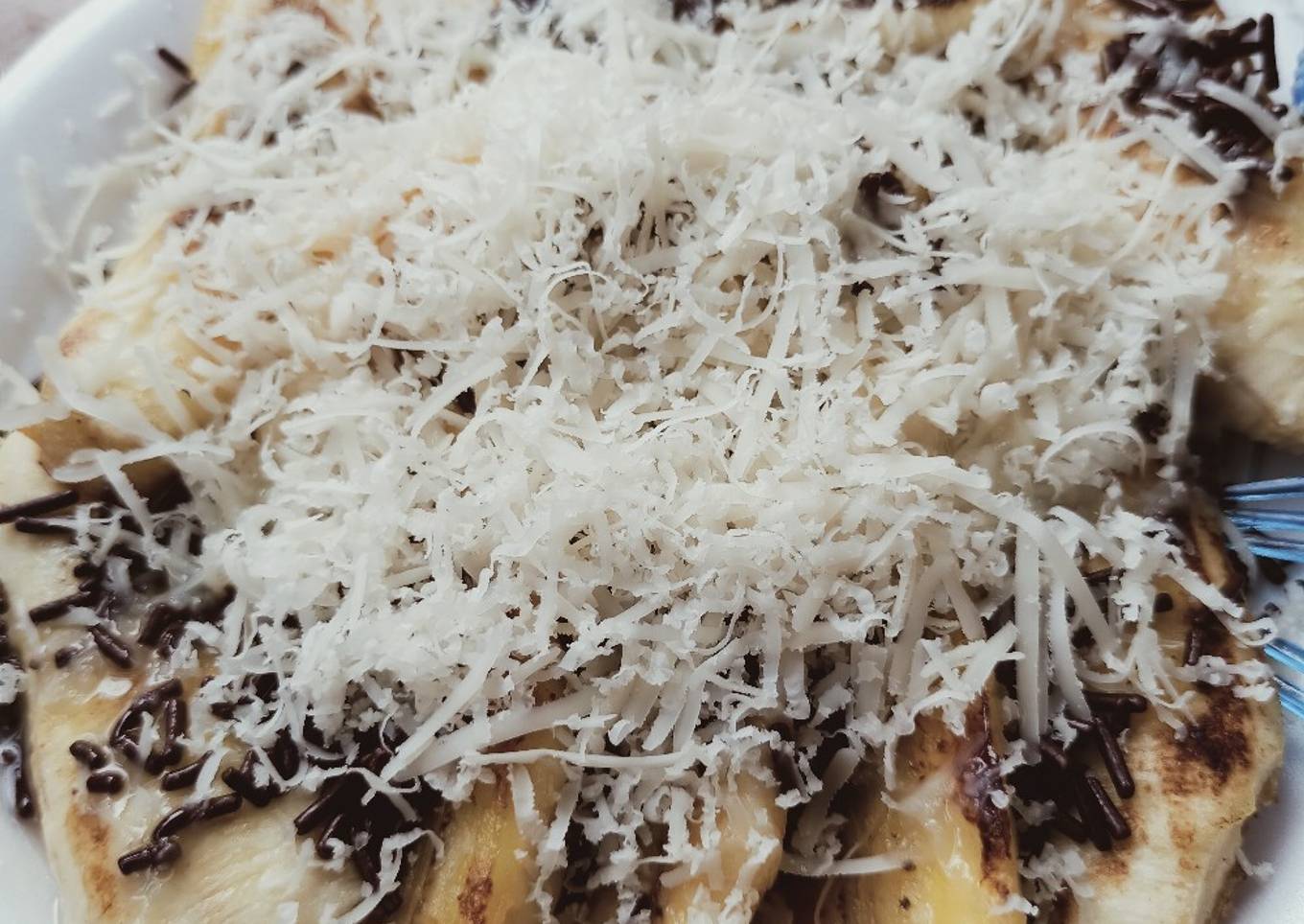 Pisang kepok bakar keju coklat