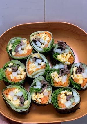 Hình của món Kimbap cuốn rau Eatclean.