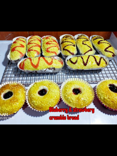 Foto resep Blueberry & strawberry crumble bread metode sponge n dough