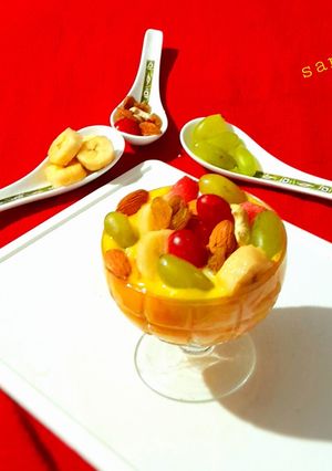 A picture of Carrot Seviyan with Fruit Custard.