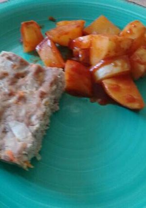 Una foto de Pastel sencillo de carne con patatas BBQ.ॐ