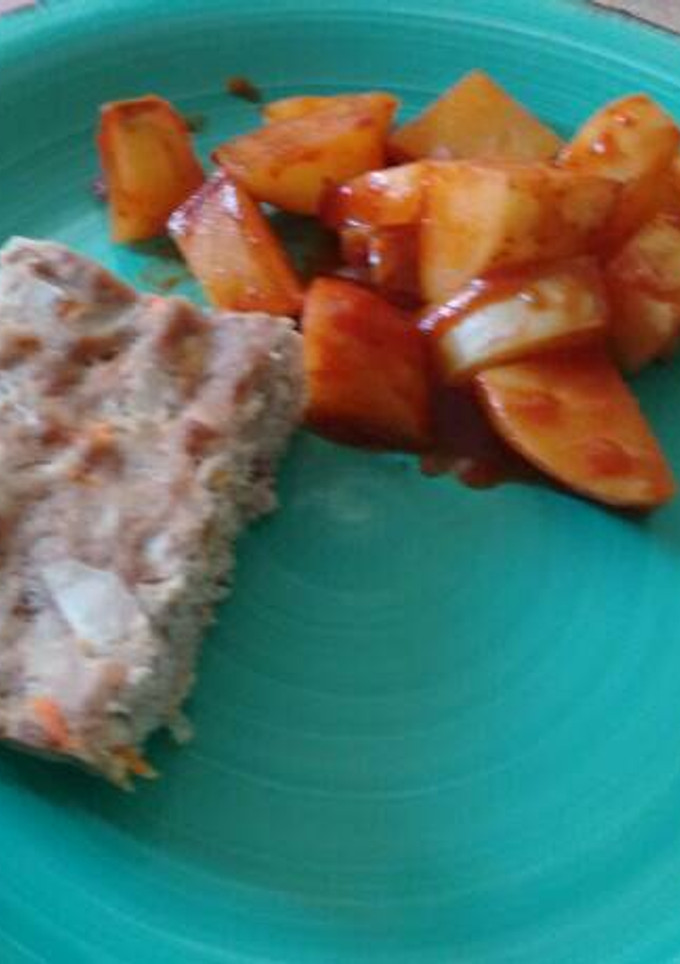 Una foto de Pastel sencillo de carne con patatas BBQ.ॐ