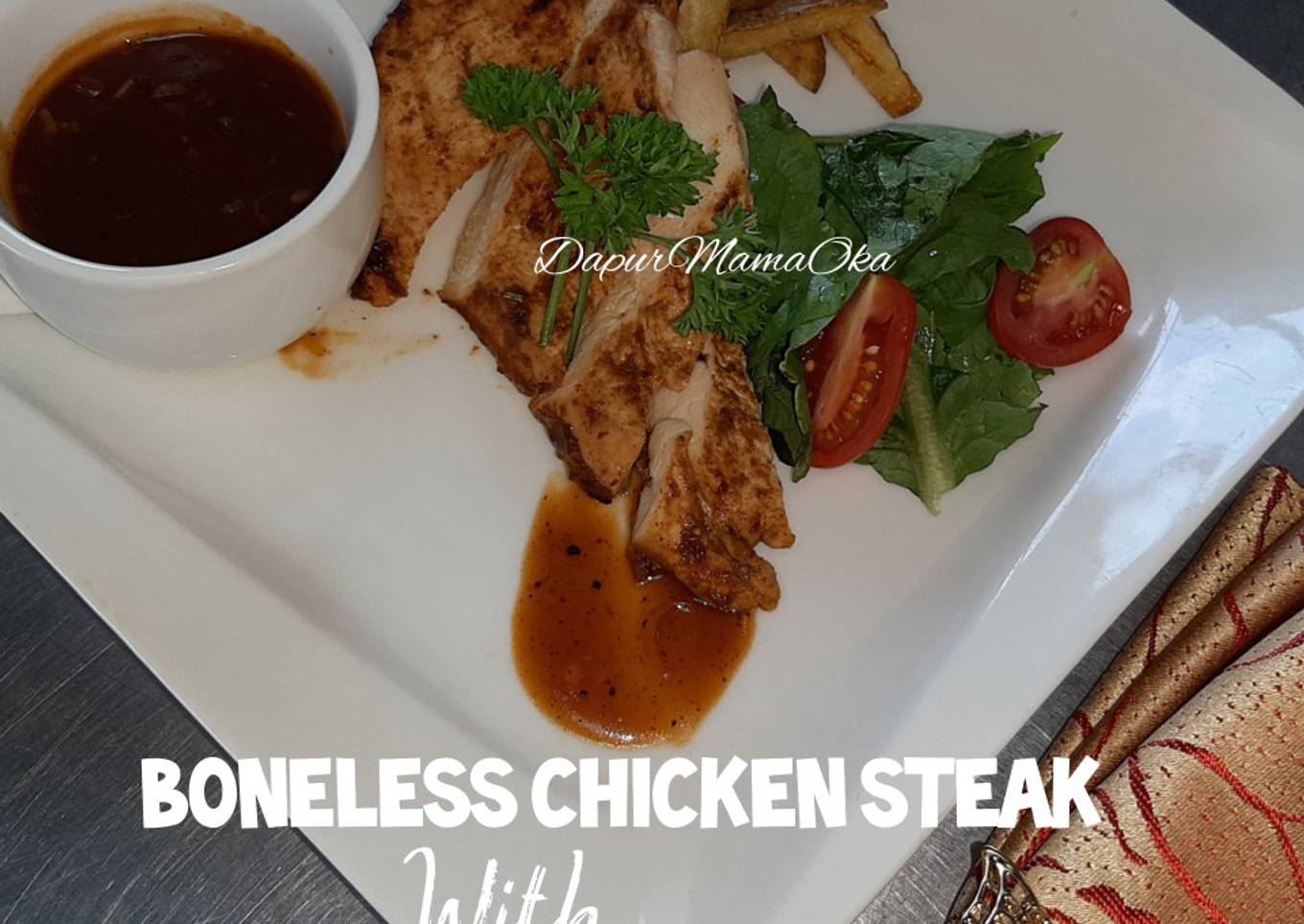 Boneless chicken steak with bbq sauce