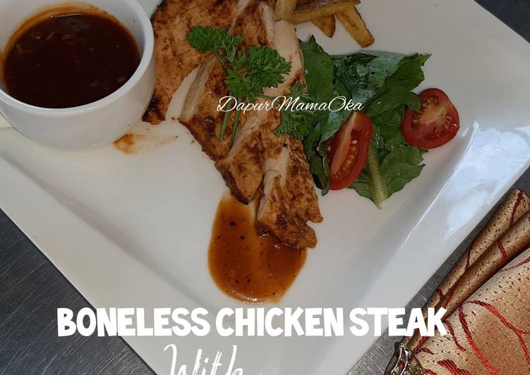 Boneless chicken steak with bbq sauce