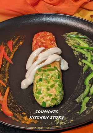 A picture of Tricolour Paneer Seekh Kebab.