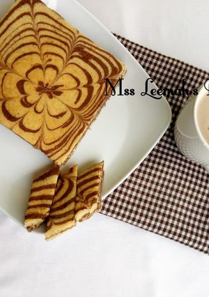 A picture of Zebra Sponge Cake.