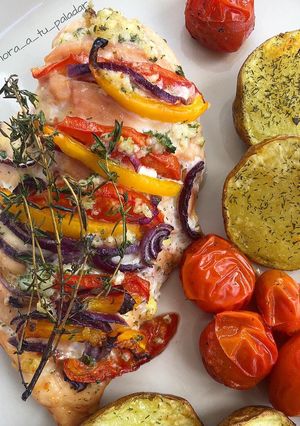 Una foto de Pechuga alHorno con vegetales
