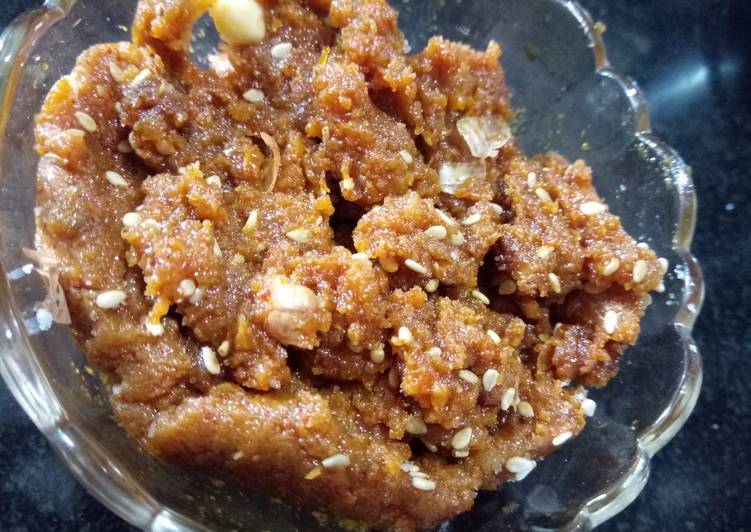 Recipe of Homemade Til Gur Moongfali halwa