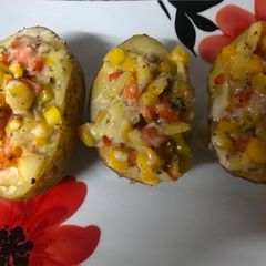 A picture of Roasted stuffed potatoes.