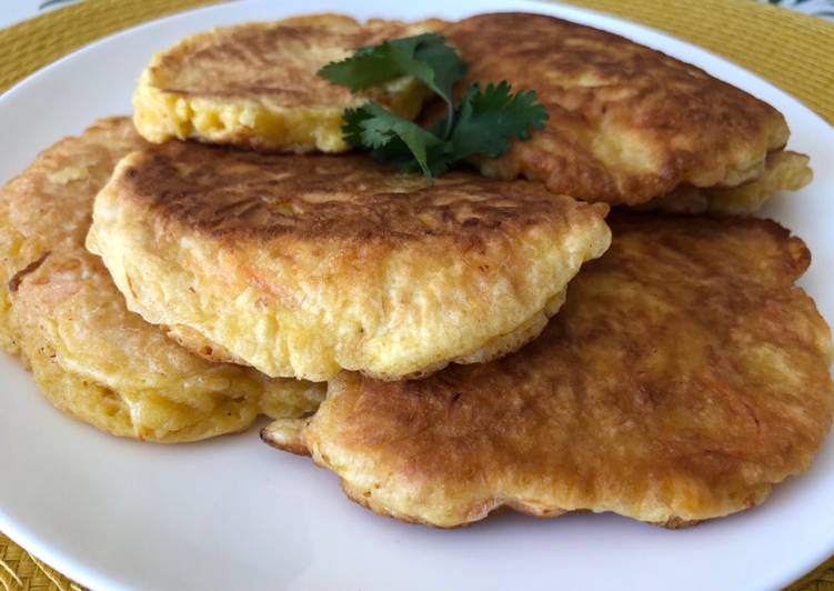 Steps to Make Super Quick Homemade Carrot and Cheese Savory Pancakes