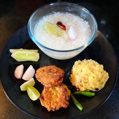 A picture of Bengali Panta Bhat Bengali Fermented Rice Congee.