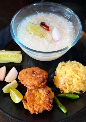 A picture of Bengali Panta Bhat Bengali Fermented Rice Congee.