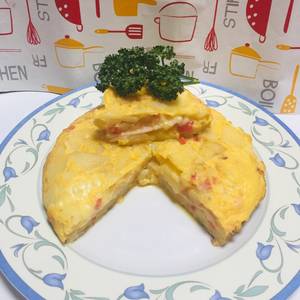 Spanish Omelette Rellena de Jamón y                     Queso!