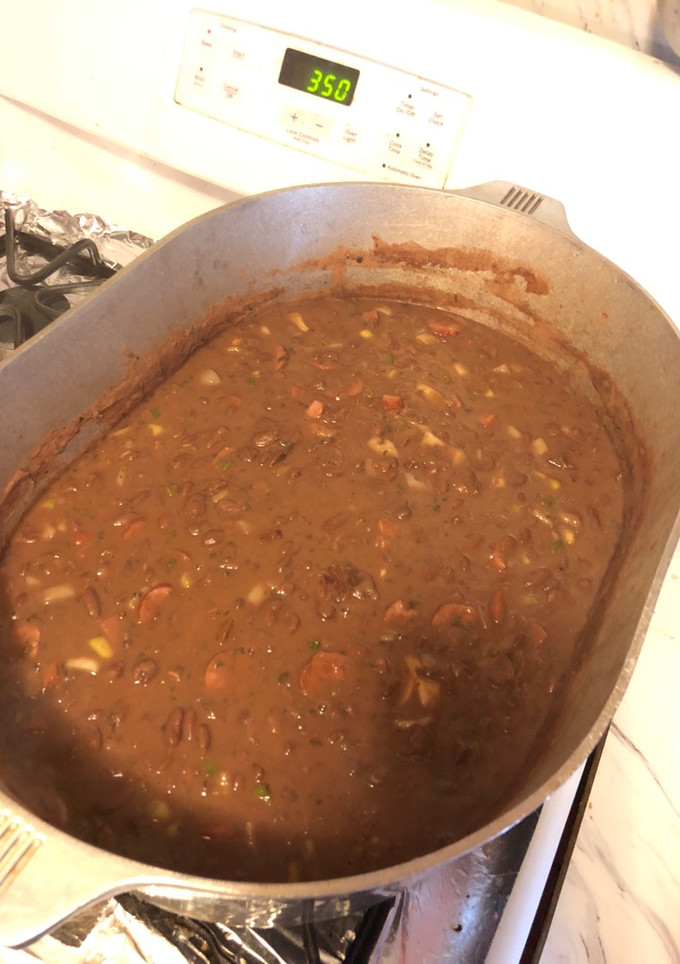 A picture of Red beans with sausage an Tasso.