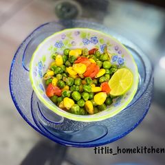 A picture of Three Color Corn Matar Chaat.