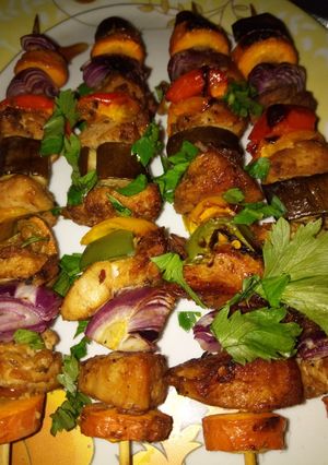 A picture of Chicken skewers.