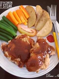 Foto resep Mixed crispy beef n chiken steak