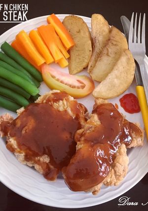 Foto resep Mixed crispy beef n chiken  steak