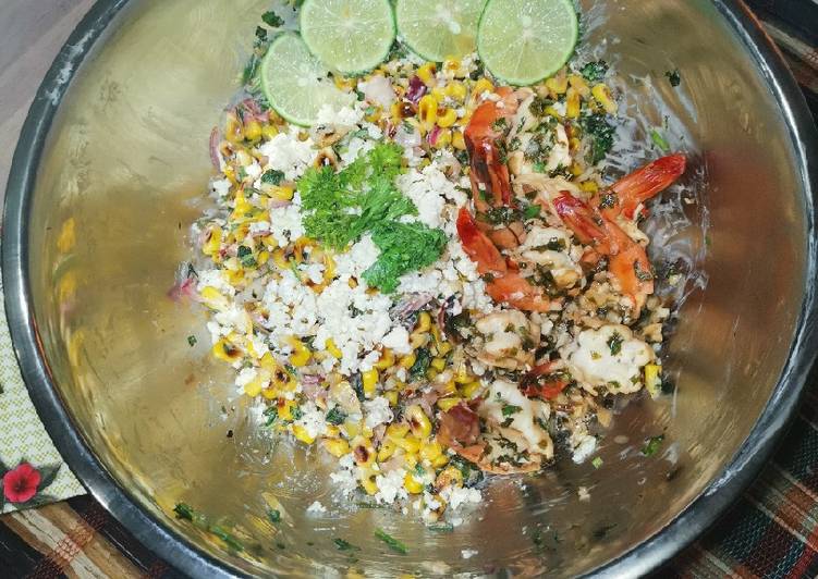 Cara Gampang Membuat Salad Garlic lime shrimp 🦐 and Corn 🌽 Anti Gagal