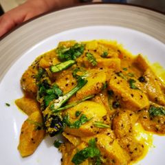 A picture of Arvi curd gravy veg.