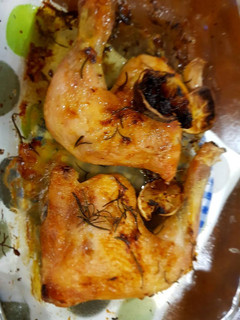 A picture of Roast chicken with Lemon and Rosemary.