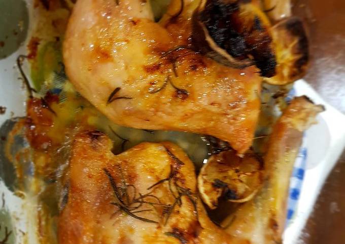 Steps to Make Perfect Roast chicken with Lemon and Rosemary