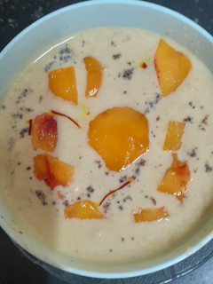A picture of Peach & Fox Nuts Pudding / Phirni (vrat / fasting recipe).