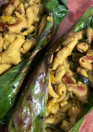 Foto resep Pepes usus bumbu kuning bakar