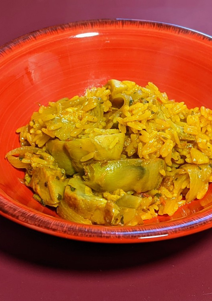 Una foto de Sabroso arroz con alcachofas