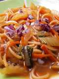 Fideos🍝 con col🌿, cebolla🌰 y zanahoria🥕...🤔