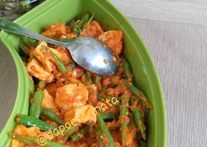 Udang buncis tahu balado