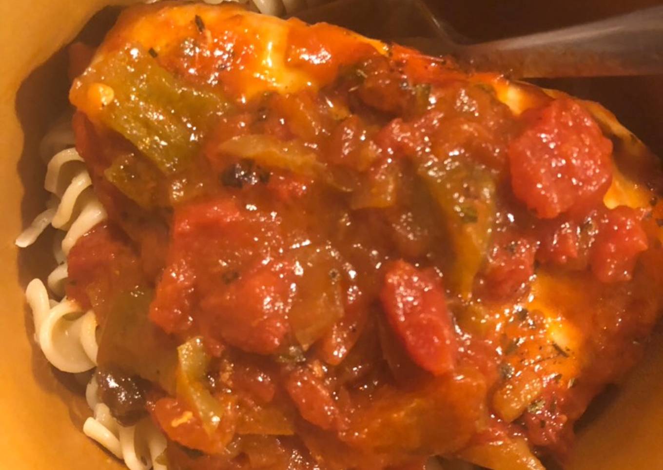 Chicken cacciatore with pasta