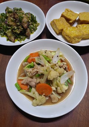 Foto resep Tumis kembang kol, wortel, buncis dan ayam