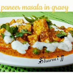 A picture of Paneer Masala in Gravy.