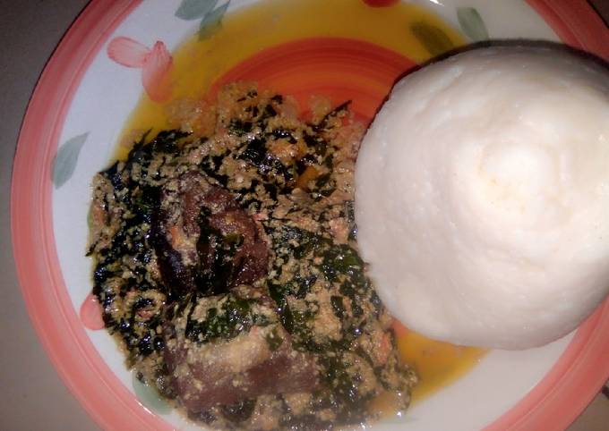 Tuwo Rice, ugu and egusi soup