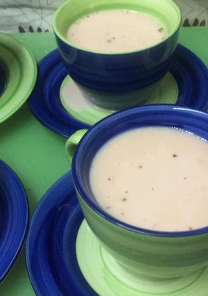 A picture of Kashmiri chai (pink tea).